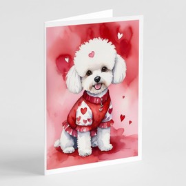 Caroline's Treasures DAC5288GCA7P Bichon Frise My Valentine Greeting Cards Pack of 8 Blank Cards with Envelopes Whimsical A7 Size 5x7 Blank Note Cards