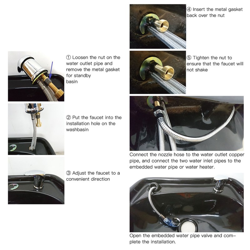 Shampoo Bed Faucet Kit Ceramic Valve Good Sealing Hot Cold