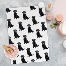 Yorhifa Black Labrador Retriever Dog Kitchen Dish Towels, Labrador Retriever Gifts for Women Men Hand Towels for Bathroom Kitchen Decor, Black Lab Gifts, 16x24 Inches
