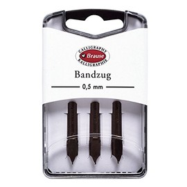 Brause - Ref 318005B - Bandzug 0.5 mm Calligraphy Nibs (Pack of 3) - Chisel Point Nib, Ideal for Latin Calligraphy, Solid Metal Construction, Ink Reservoir on Top