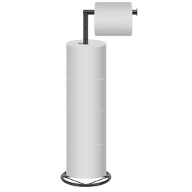 Siyzda Bath Toilet Paper Holder, Toilet Paper Storage, Toilet Tissue Holder for Paper Rolls, Metal Toilet Paper Organizer, Tissue Roll Holder Stand for Bathroom/Kitchen Countertop (20” H, Matte Black)