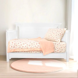 Hooyax Muslin Toddler Bedding Set for Girls - 3 Piece Crib & Kids Bed Set with Fitted Sheet, Quilt and Pillowcase, Breathable & Soft Bedding with Romantic Floral Print