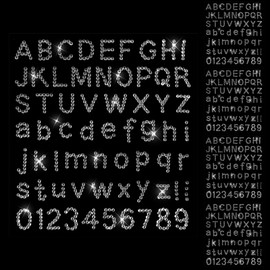 Xindojuz 5 Sheets Rhinestone Letters, Glitter Self Adhesive 10 Numbers and 26 Alphabet Stickers, Bling Crystal Iron on Letters for Clothing Graduation Cap Decorations Stick on Gemstone (White, 0.7 In)