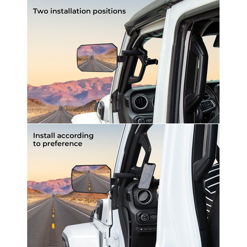 JOYTUTUS Mirrors Doors Off Compatible with 2018-2023 Wrangler JL/JLU &