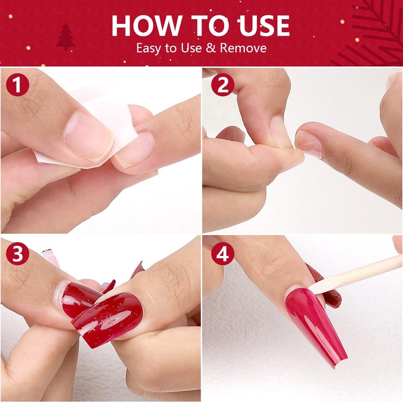 Vhxmaizxn Christmas Press on Fake Nails Full Cover Acrylic Nail