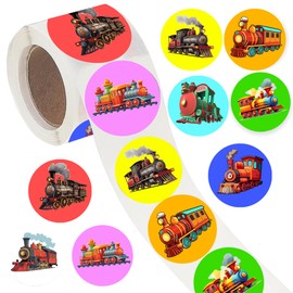 PIBIPAID 500 Pcs Train Party Roll Stickers-Transportation Traffic Baby Shower Birthday Party Favors Supplies Decorations Goodie Bag Stuffers Prize Labels