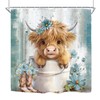 Riyidecor Funny Highland Cow Shower Curtain for Bathroom Decor 72Wx72H