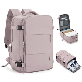 HPLQQ for Ryanair Underseat Cabin Bags 40x20x25,Carry-ons Hand Luggage Bag Travel Backpack Cabin Size for Ryanair,14 Inch Casual School Laptop Backpack with Shoes Compartment,20L,A6-Dusty Pink