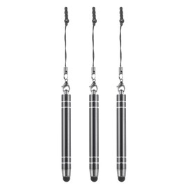 QUARKZMAN 3 Pack Metal Touch Screen Pen Metallic Phone Stylus Retractable Mini Capacitive Pen Aluminum Alloy Universal Gray