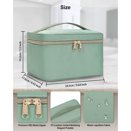 MONSTINA MONSTINA Makeup Bag with Detachable Small Gadget Bag,Large Capacity Portable Cosmetic Organizer,Waterproof Travel Toiletry Bag with Divider for Lipstick,Gifts for Girls and Women,Green Large