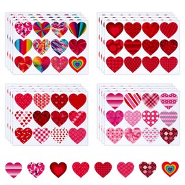 Valentines Stickers, Heart Stickers, 192 PCS Valentine Day Heart Stickers for Kids, 1.5 Inch Self-Adhesive Love Decorative Sticker Labels for Valentine's Day Wedding School Craft Activity Party Favors
