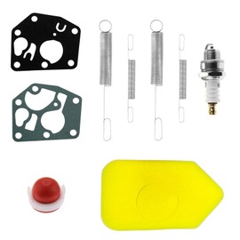 9pcs Spring Foam Air Filter Kit Lawn Mower Spare Parts 698369 4216 Membrane Seal 495770 795083 Intake Bulb 694394 494408 Spark Plug 5099 5088 3.5-4.5 HP Regulator Springs Replacement, Lawn Mower Spare
