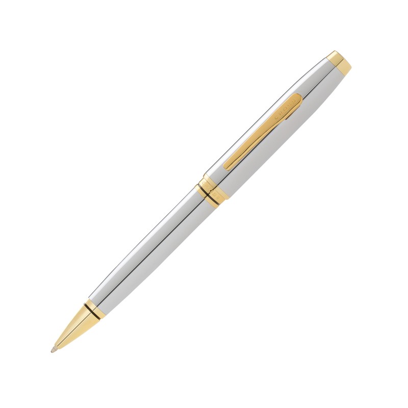 Coventry Ballpoint Pen - Polished Chrome with Gold Tone Appointments