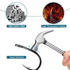 9KM DWLIFE Carp Hooks 50pcs High Carbon Steel Wide Gape Quick Change Carp Fishing Hooks Barbed Fishing Tackle for Freshwater Saltwater Size8#