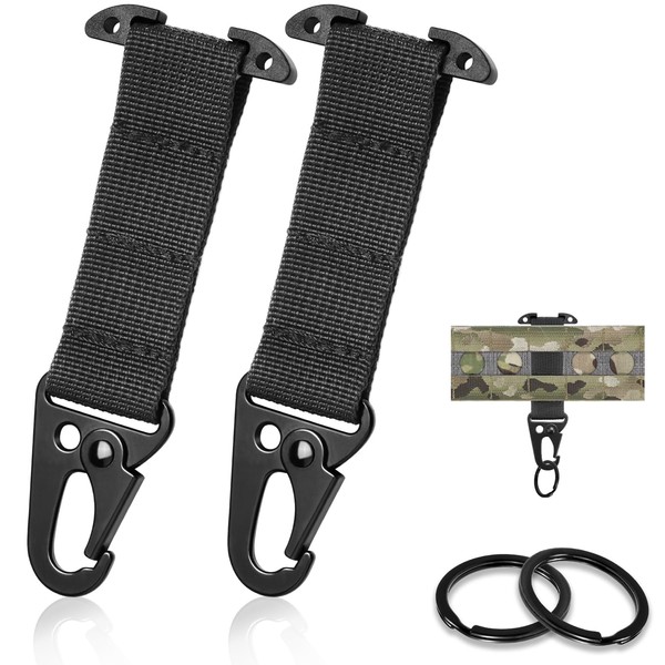 Tactical Molle Clips T-Mount Molle Webbing Key Holder, 2 Pack