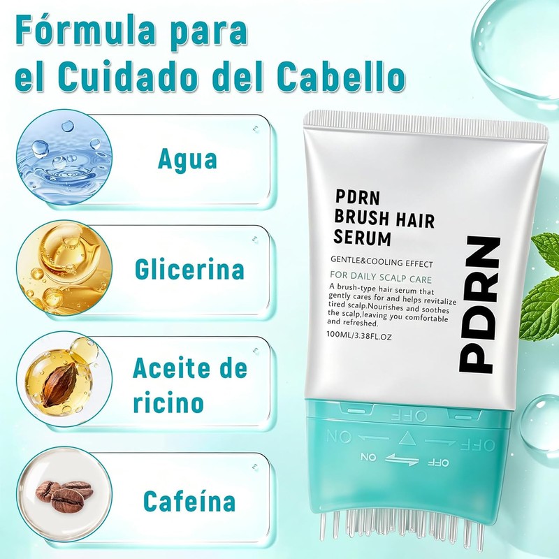 PDRN Brush Hair Serum, Cuidado del Cabello Refrescante,100ML