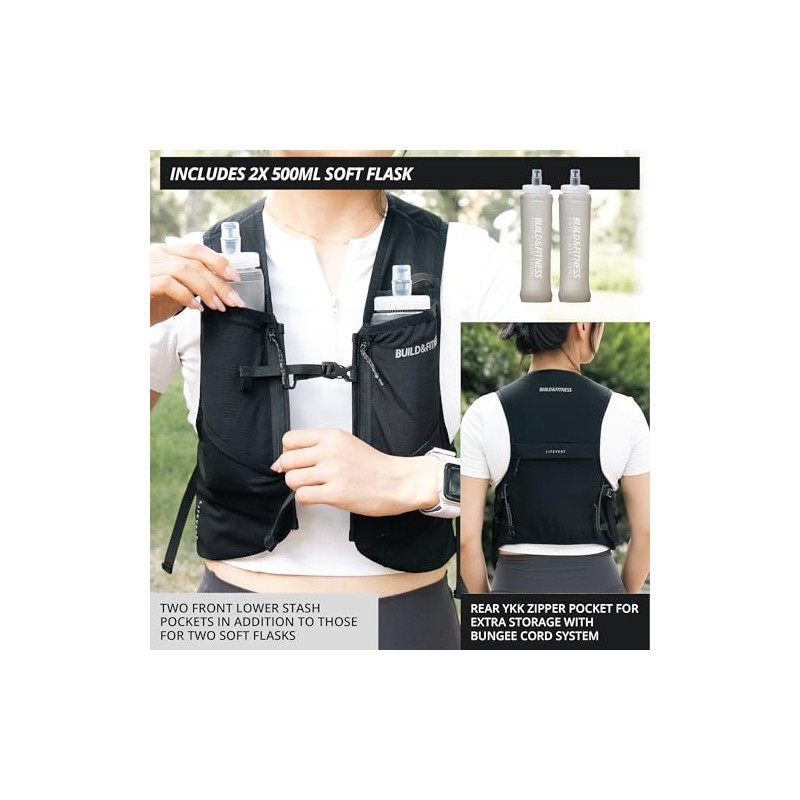 Build & Fitness LITEVEST Running Vest with 2 x 500