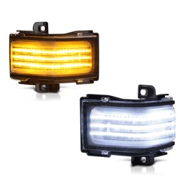 VIPMOTOZ [Switchback + Sequential Turn Signal] Chrome Housing White & Amber LED Strip Side Mirror Indicator Light Blinker Lamp Replacement For 2017-2022 Ford F250 F350 F450 Super Duty Towing Mirror