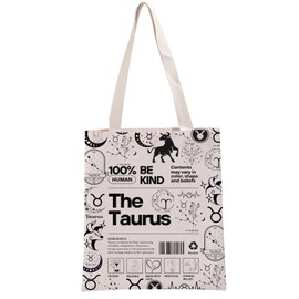 G2TUP Taurus Inspired Gift 100% Human Be Kind The Taurus Tote Bag Astrology Lover Handbag Zodiac Taurus Merch (The Taurus HB)