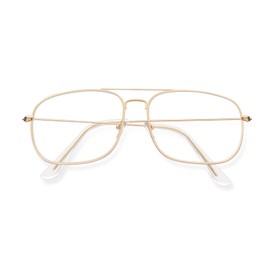 Kelens Glasses Without Prescription for Men Women Metal Frame Clear Lens Nerd Glasses Retro Square Fake Glasses Decorative Glasses, gold