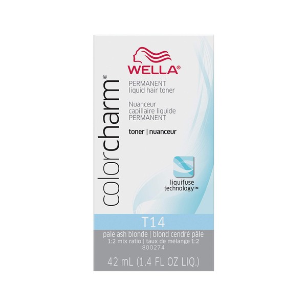 WELLA colorcharm Hair Toner, Neutralize Brass With Liquifuse Technology, T14 Silver Lady, 1.4 oz