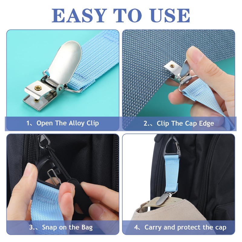 Mabor 4Pcs Hat Clip for Travel on Bag, Elastic Hat