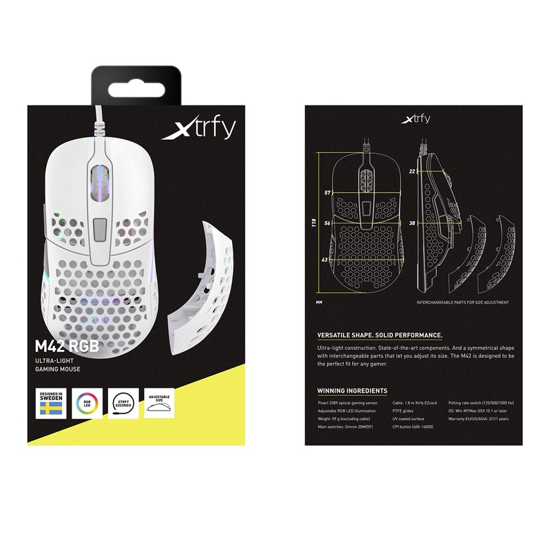 XTRFY M42 RGB Ultra Light Gaming Mouse - White