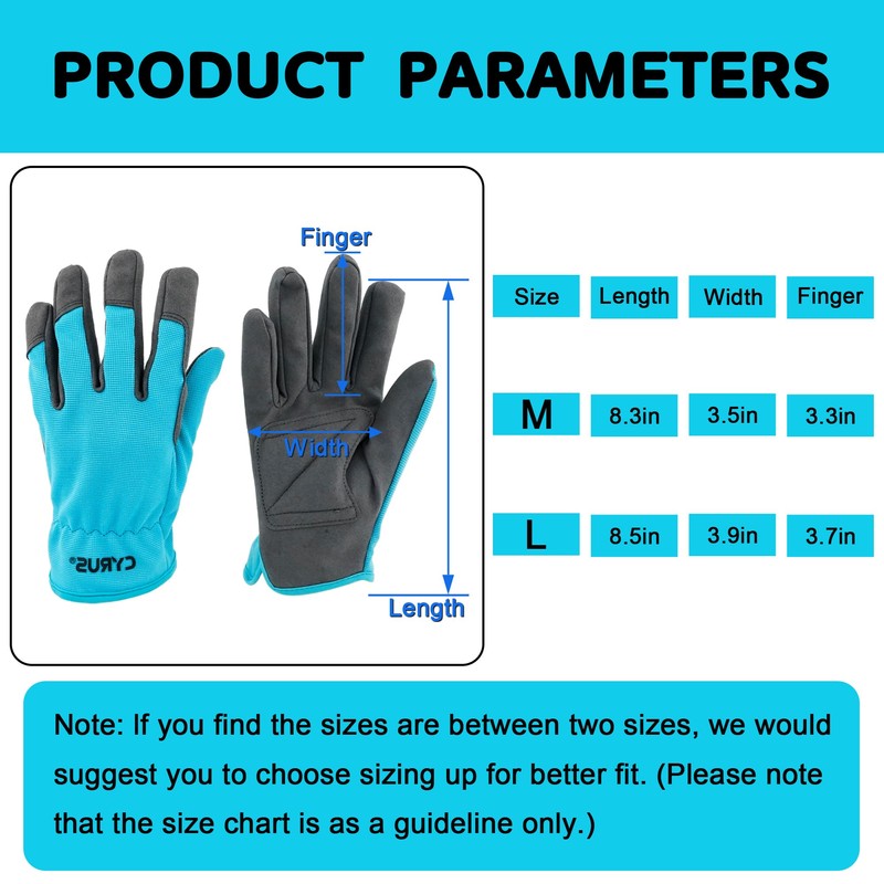 CYRUS Garten Arbeitshandschuhe,Damenhandschuhe aus schnittfestem Leder,blua,L