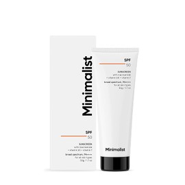 Verem Minimalist Cream Sunscreen SPF 50 Lightweight With Multi-Vitamins, No White Cast, Broad Spectrum PA ++++ Acne Safe For Unisex, 50g