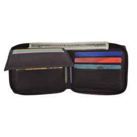 MARSHAL Leather Zipper Bifold European Mens Wallet #1256
