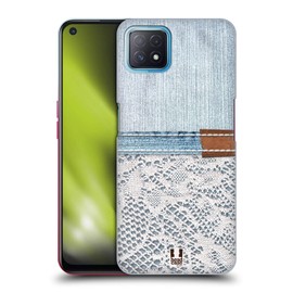 Head Case Designs Weisser Schnürsenkel Über Hellem Denim Jeans Und Bänder Harte Rueckseiten Handyhülle Hülle Huelle kompatibel mit Oppo A72 5G