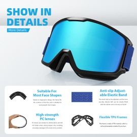 HUBO SPORTS Ski/Snowboard Goggles for Men, Women & Youth -OTG 100% UV Protection