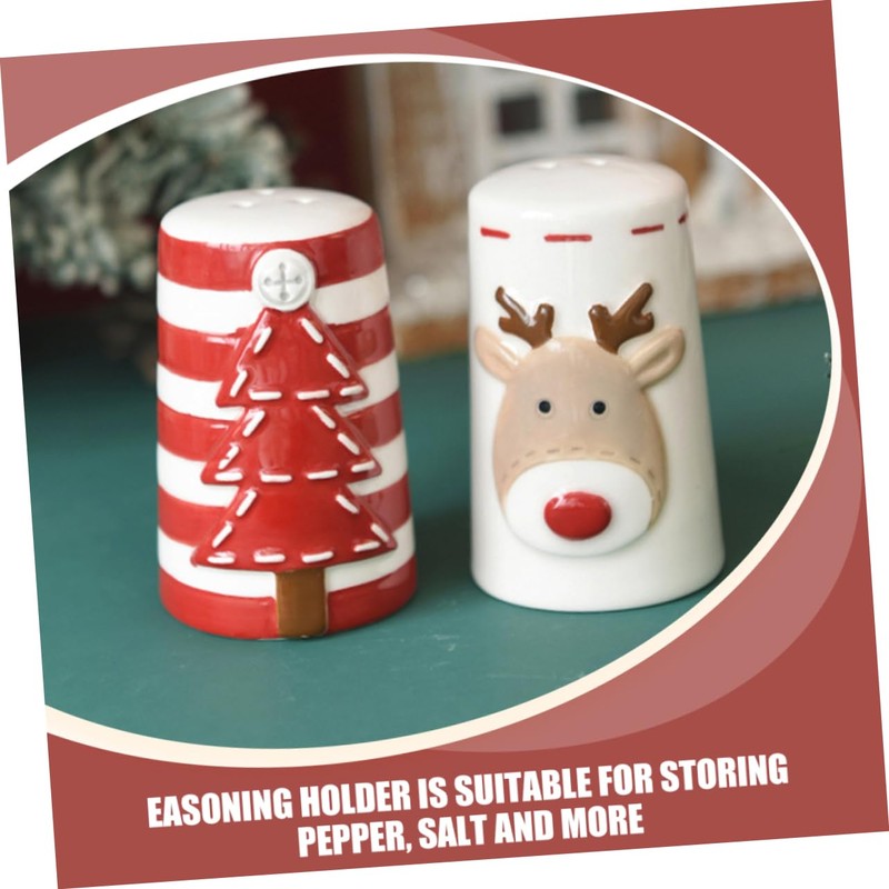 STOBAZA Set of 2 Ceramic Salt Pepper Christmas Jar Kitchen