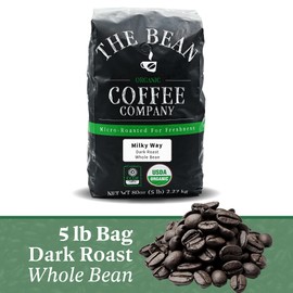The Bean Organic Coffee Company Milky Way, Medium Roast, Whole Bean Coffee, 5-Pound Bag