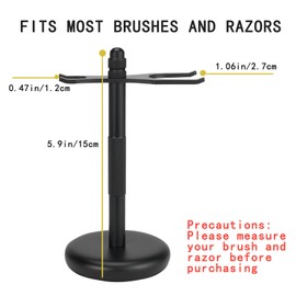 IEMIEBSHA Razor and Shaving Brush Stand, Safety Razor Display Stand with Hand-Polished Weighted Base, Black Shaving Kit Accessories Tools, Best Gift for Dad Husband Boyfriend Men