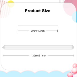 100Pcs Long Twisting Balloons, 260q White Latex Balloons Magic Long Balloons for DIY Twisting Animals Flowers, Solid Color Latex Balloons for Birthday Wedding Party Decorations Supplies