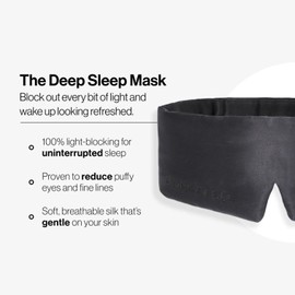 Dore & Rose Deep Sleep Mask Light Blocking, 23 Momme Mulberry Silk Eye Mask, Ultra Soft, Adjustable - Travel Sleeping Mask for Men & Women - Black