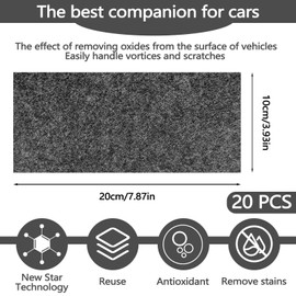 Bagentry 20 Packs Car Scratch Remover Cloth Kit, Nanoklean Car Paint Scratch Repair, Magic Nano Wipes for Vehicles Cleaning Polishing Water Spot Glass Swirls Residues (20)