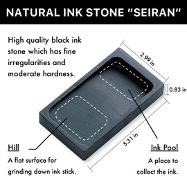 Kuretake HA205-45 Inkstone, Genuine Stone, Blue Indigo, 4.5 Flat