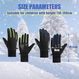 DKDDSSS 2 Pairs Kids Cycling Gloves Winter Thermal - Sports Gloves for Kids 4-12 Years Boys Girls - Grip Touchscreen Gloves for Kids Bike Mitts Riding Running Warm Outdoor Hiking Ski