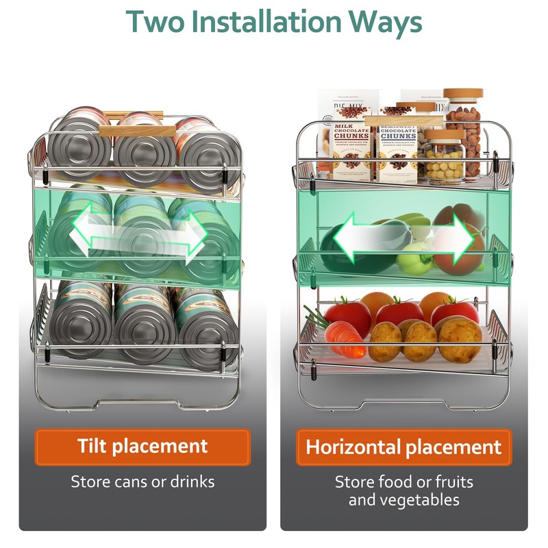 MAXIFFE 3 Tier Can Organizer for Pantry, Space-Saving Adjustable Easy