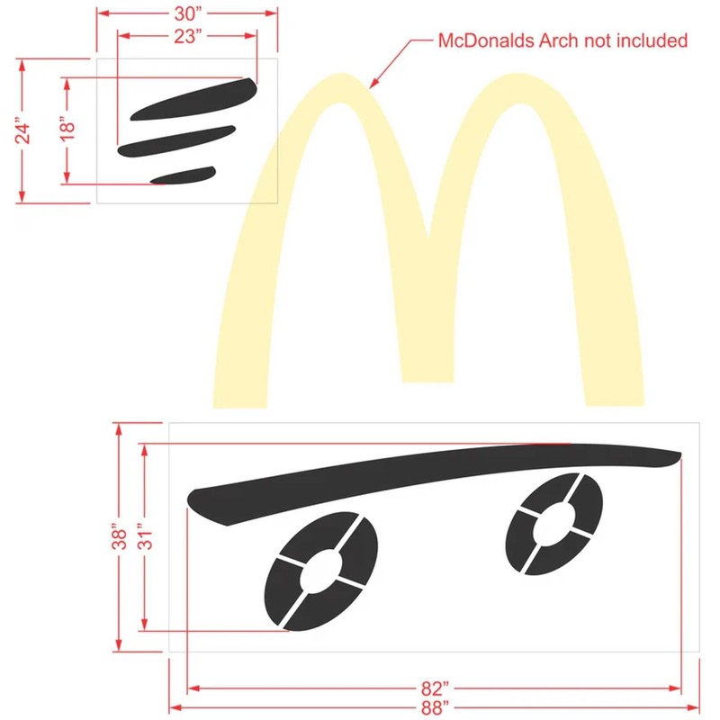 82" McDonald's Speedy Skateboard Stencil - 1/8" (.125") PRO-Grade LDPE