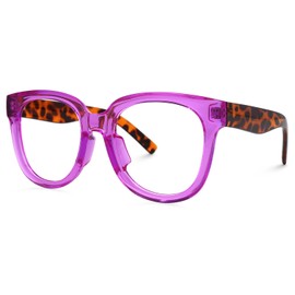 Zeelool Unisex Retro Oversized Square Glasses with Non-prescription Clear Lens Harrell ZOP049594-05 Purple