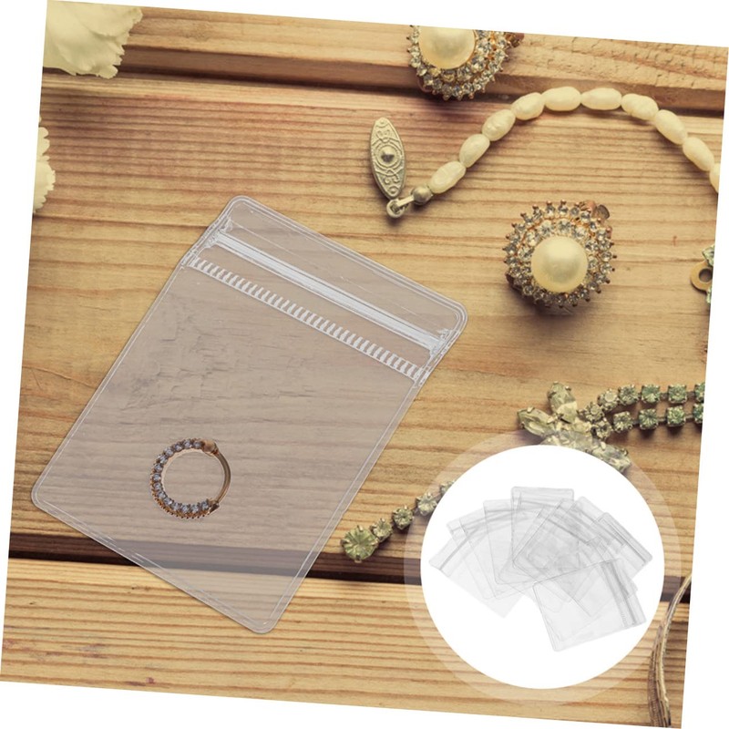 IWOWHERO Portable Ring Storage Pouches 100 Pack PVC Jewelry Bags