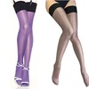 M's life Knee-High Stockings, Shiny Pantyhose, Long Tights, gray/purple, Free