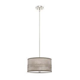 Hunter - Solhaven 2-light Light Grey Oak, Medium Size Pendant Light, Dimmable, Modern Style, Drum Shaped, for Bedrooms, Kitchens, Dining, Living Rooms - 19242