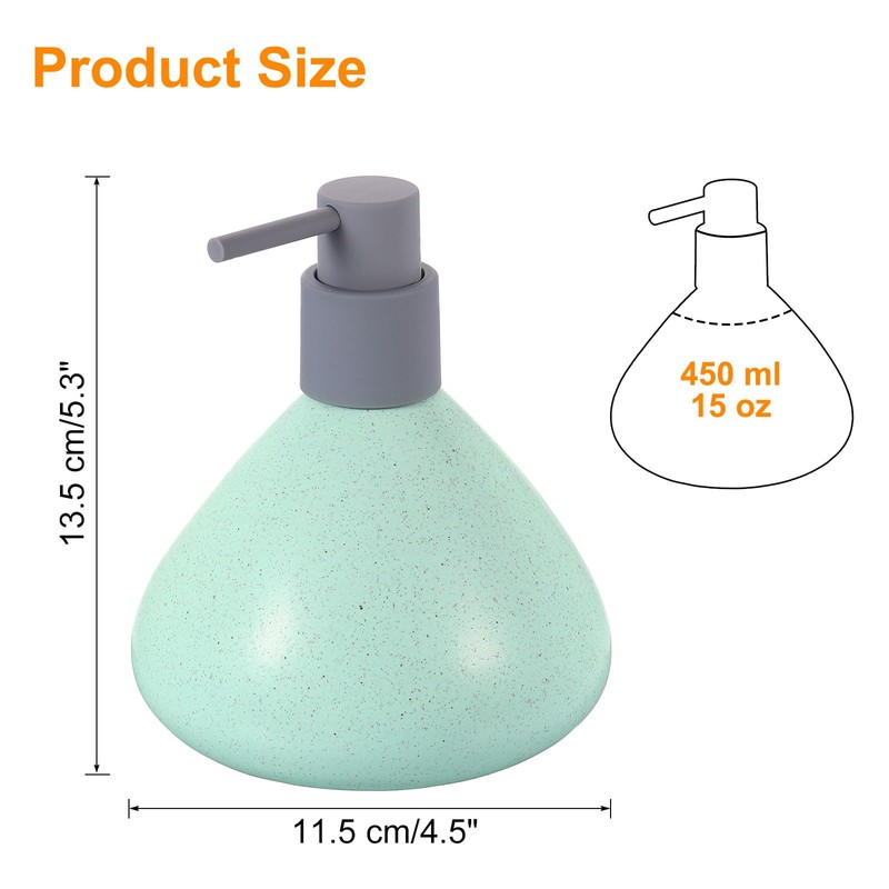sourcing map Soap Lotion Dispenser with Pump 450ml/15oz Green Ceramic