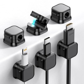 YuanYouTong Kabelhalter-Clips, Kabelhalter-Clips, 12 Stück, Kabel-Management, magnetische Halterung, Schreibtisch-Telefon-Ladegerät, schwarzer Kabel-Organizer für USB, HDMI, Wand, PC, Auto, Büro