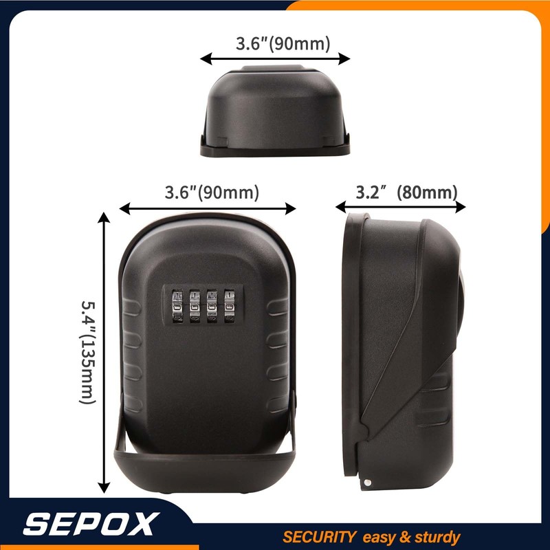 SEPOX Metal Key Lock Box with 4-Digit Combination, Waterproof Wall