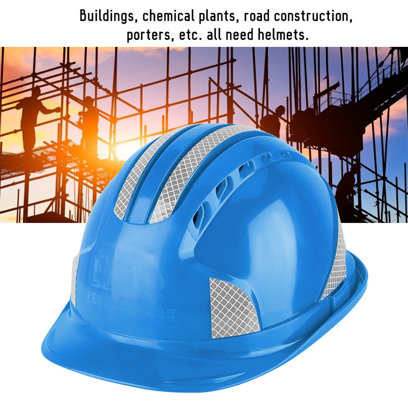 Construction Site Protective Cap Ventilate ABS Hard Hat Reflective Stripe